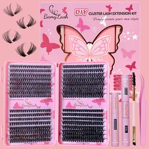 30-40-50-60D Eyelash Book Cluster False Eyelash Set with Bond Seal Remover Lash Brush Applicator, Mixed Length D Curl DIY Lashes At Home, Synthetic Fiber Light Weight,Beginner Friendly