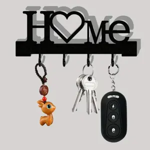 Home Decor Key Holder Wall Mounted Organizer Rack, Home Organizer Hook, No Drilling Required, Heart Shape Design for Living Room Decoration