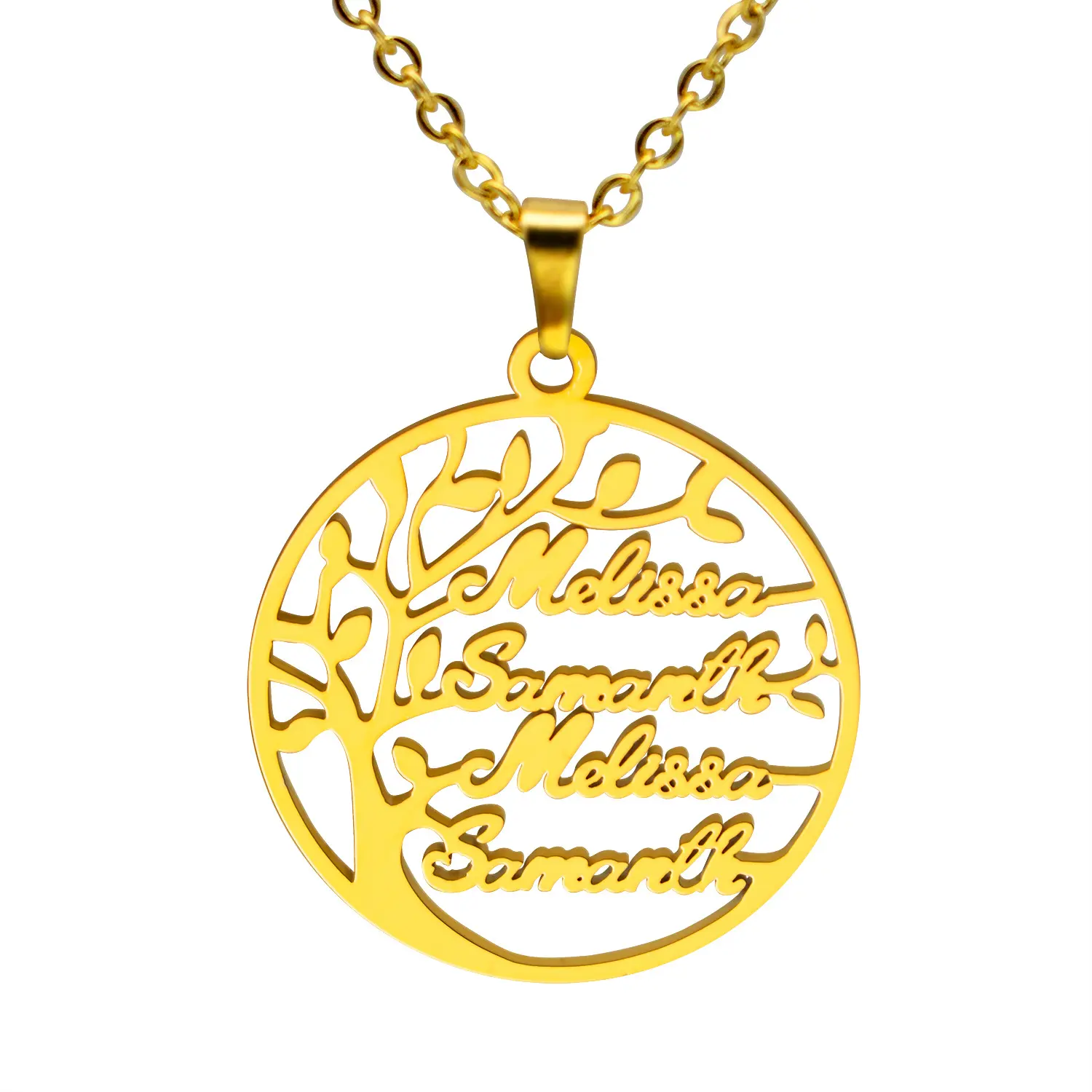 AS055 DIY Stainless Steel Name Necklace Tree of Life Family Necklace Gift