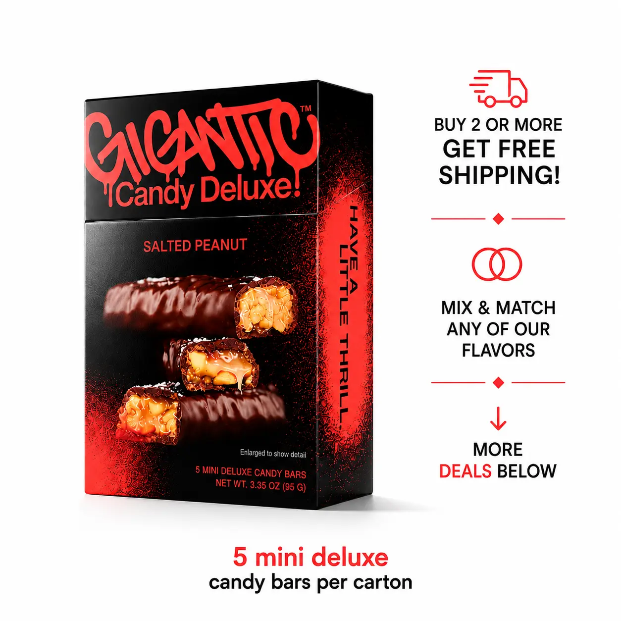Salted Peanut Dark Chocolate Mini Candy Bars (5 Count) Carton – Candy Deluxe by Gigantic