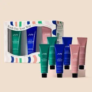 JVN Hair Wash Day Your Way Set - Travel Size Shampoo and Conditioner Trio for Hydration, Volume, and Repair - Clean & Vegan Haircare Kit