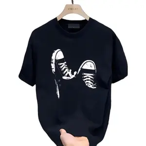 Summer New Simple Printed T-shirt Short Sleeves Round Neck Breathable Cotton Fabric Top Womenswear Day Soft Thick Tshirt Streetwear Crewneck Casual Shortsleeve Basic Fitted Minimalist Graphic Tee Boxy Fit Shirt Baggy Shirt Guys New Summer Clothes