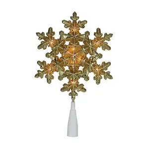 Northlight 9" Pre-Lit Gold Snowflake Christmas Tree Topper