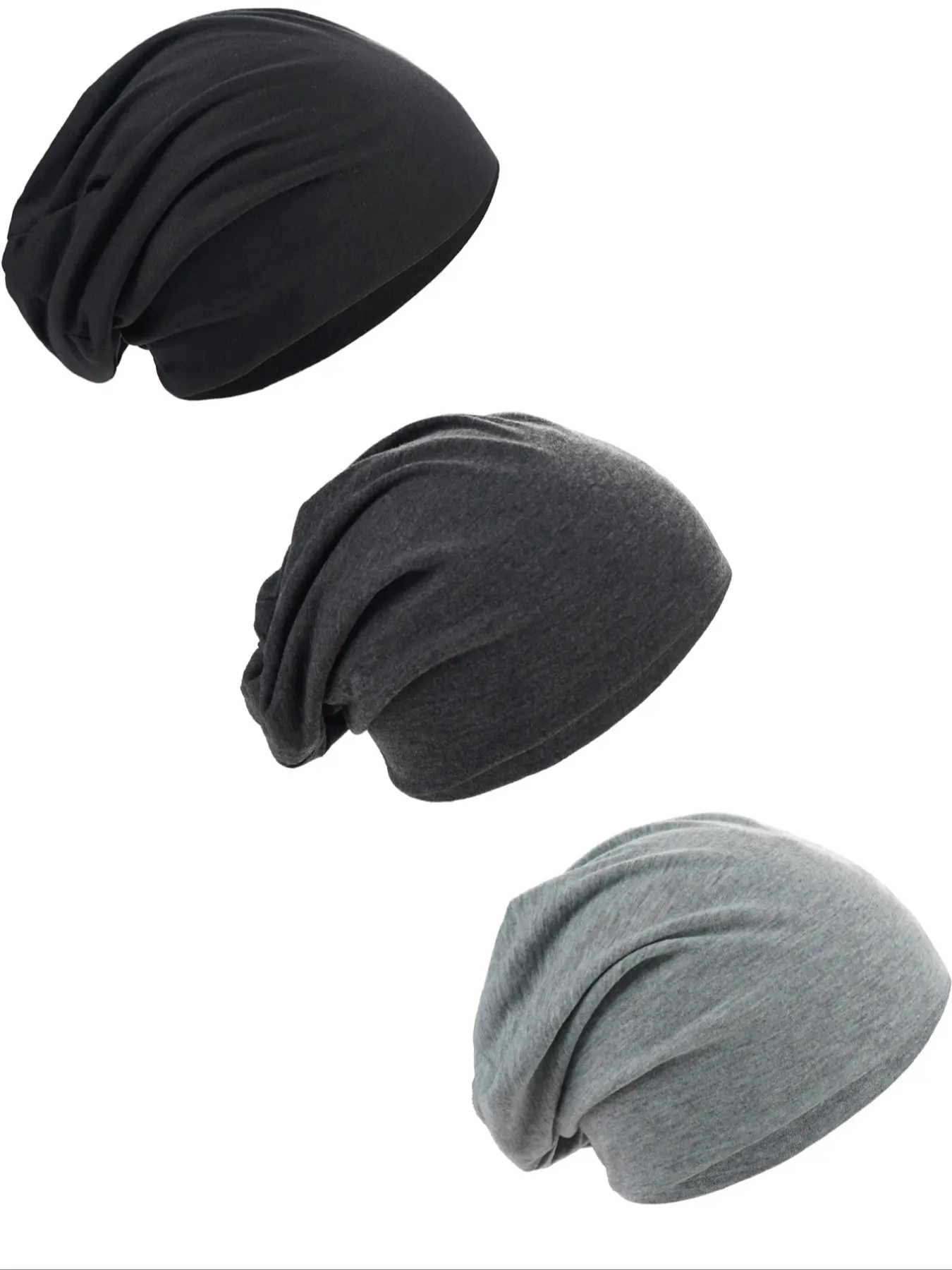 3-Pack Slouchy Beanie Hats, Unisex Ultra-Soft Knit Caps for Men & Women, Baggy Cuffed Beanies for Casual Streetwear, Fall Winter Daily Essential, Beanie Fitted, Knitted Beanie Hat