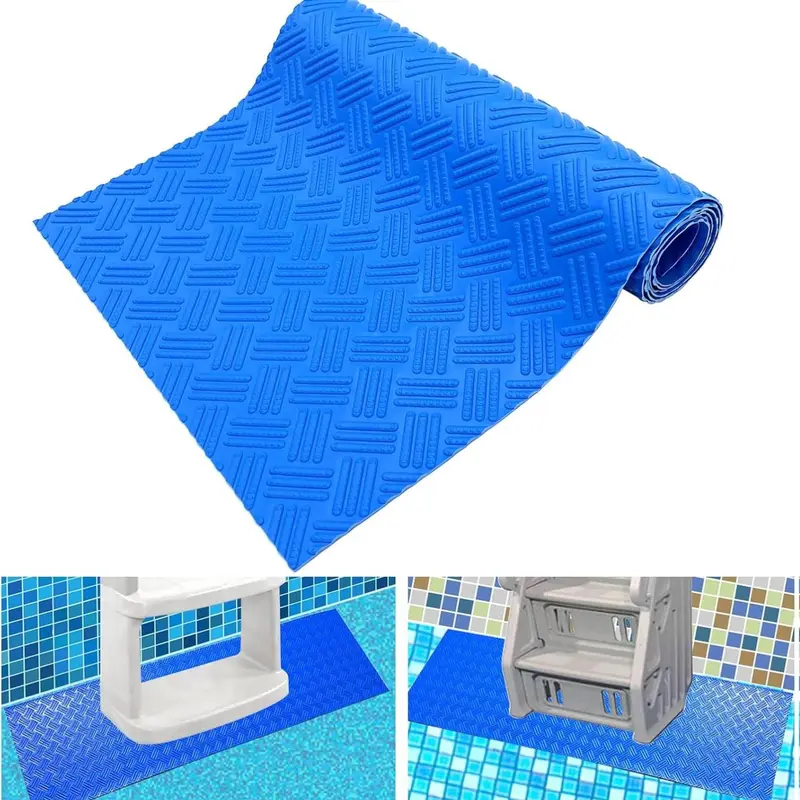 Swimming Pool Ladder Mat - Protective Pool Ladder Pad Step Mat with Non-Slip Texture, Blue Medium Pool Step Mat, 36 inch X 9 inch High Quality Durable