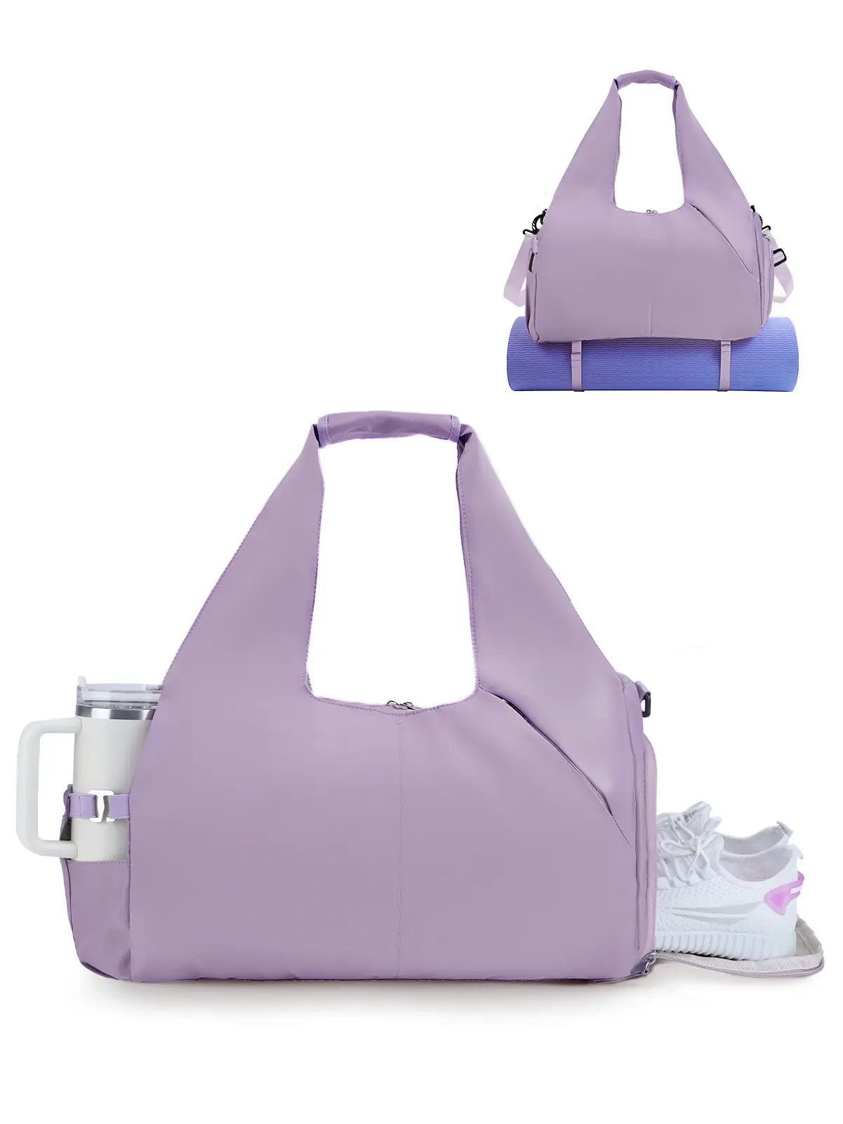 RHDZO Gym Bag for Women with Shoe and Wet Compartments, Yoga Bag with Cup and Yoga Mat Holders