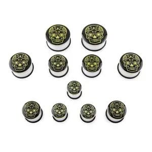Glow In The Dark Sugar Skull Plugs