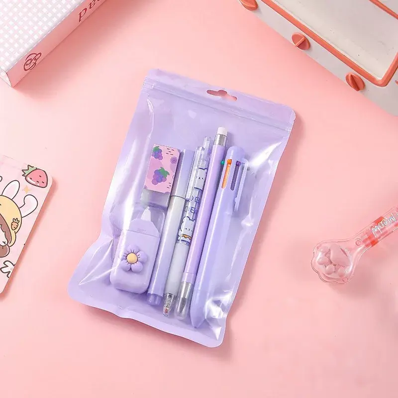 7-Piece Gift Boxed Office Stationery Set - Metal Alloy Tip Everlasting Pencil, 6-Color Pen, 0.5mm Retractable Gel Pen, 5mm x 6m Correction Tape, Eraser, Highlighter, Mini Knife - Back to School Haul Supplies for Studying, Scrapbooking, Christmas Gifts, Mi