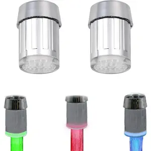 2 Pack 3-Color Temperature Sensitive Gradient LED Water Light - Color Changing Stream for Kitchen and Bathroom Sink Faucet Tap
