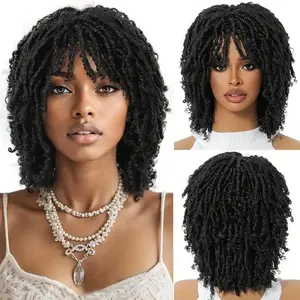 Women's Afro Curly Dreadlock Wig Heat Resistant Synthetic Hair with Rose Net Cap Kinky Curly Party Style Dreadlock Wig for All Ethnicities & Occasions Hair Wigs Outdoor Activities Accessory Textured Hairpiece