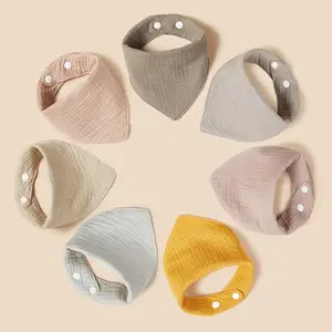 Solid Color Baby Bib, Soft & Absorbent Cotton Baby Bibs, Adjustable Drool & Feeding Bibs for Newborns & Infants