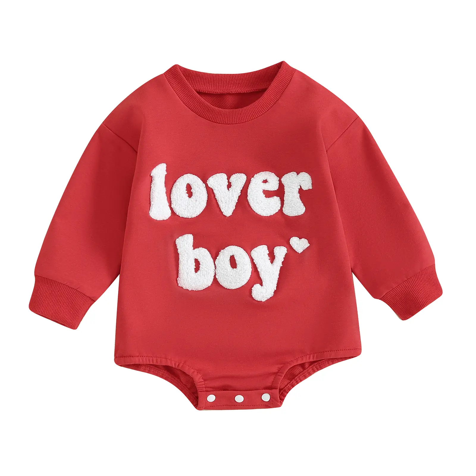 Newborn Baby Boys Romper Sweatshirt Lover Boy Letter Embroidery Bodysuit Sweater Valentines Day Outfit Clothes