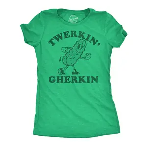 Womens Funny T Shirts Twerkin Gherkin Sarcastic Pickle Graphic Novelty Tee for Ladies Funny Womens T Shirts Cute Vintage Fashion Casual Ladies T-Shirt Gift Sarcastic Tops for Women Funny Food Top Women's Green -
