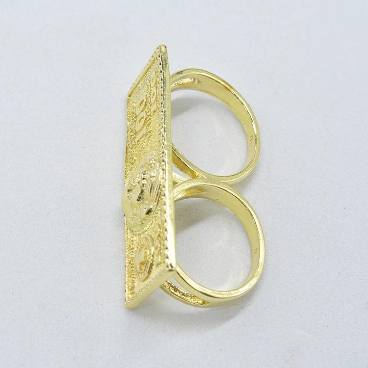 Gold Double Finger Money Ring| Bold Statement Fashion Jewelry