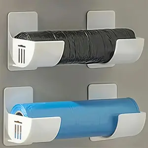 4-piece kitchen trash bag rack, multifunctional door-hanging storage tool, perfect for storing rolls of paper, trash bags, etc. - suitable for organizing refrigerators, cabinets, or drawers, space-saving design, minimalist style | Durable material