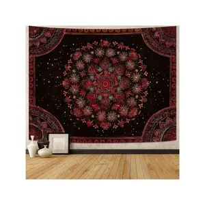 Tapestry Boho Tapestry Wall Hanging Bohemian Floral Medallion  Tapestry Aesthetic Small Vintage Brown Yellow Meditation Tapestries For Bedroom Living Room Dorm Decor Tapestry For Bedroom Wall Tapestry Backdrop Tapestries Tapestry Wall Hangi