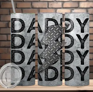 Daddy Metal Lightning Bolt 20 oz Tumbler - Dad