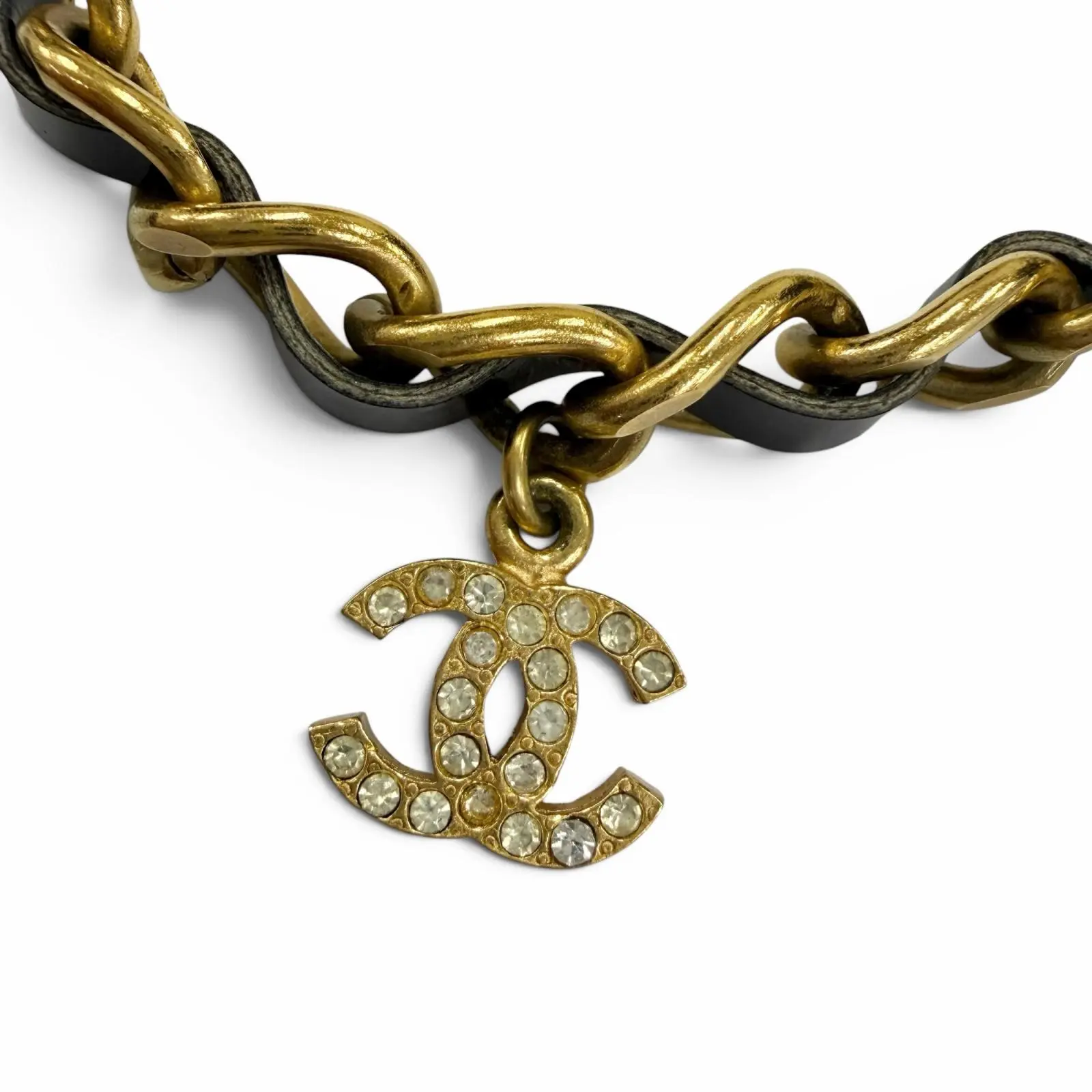 Pre-owned CHANEL Gold-plated Small Leather Goods COCO Mark Necklace Choker