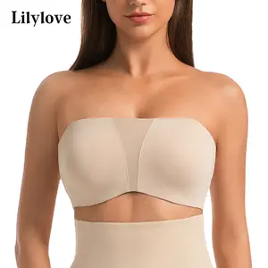 Lilylove Full Coverage Anti-Slip Versatile Bandeau Removable Straps Comfort  Women's Wear Underwire Strapless Plus Size B-G