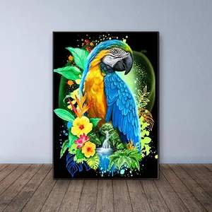 Parrot Pattern DIY Diamond Art Painting Kit without Frame, DIY 5D Diamond Art Painting Kit, Wall Art Decor Artwork for Home Living Room Bedroom