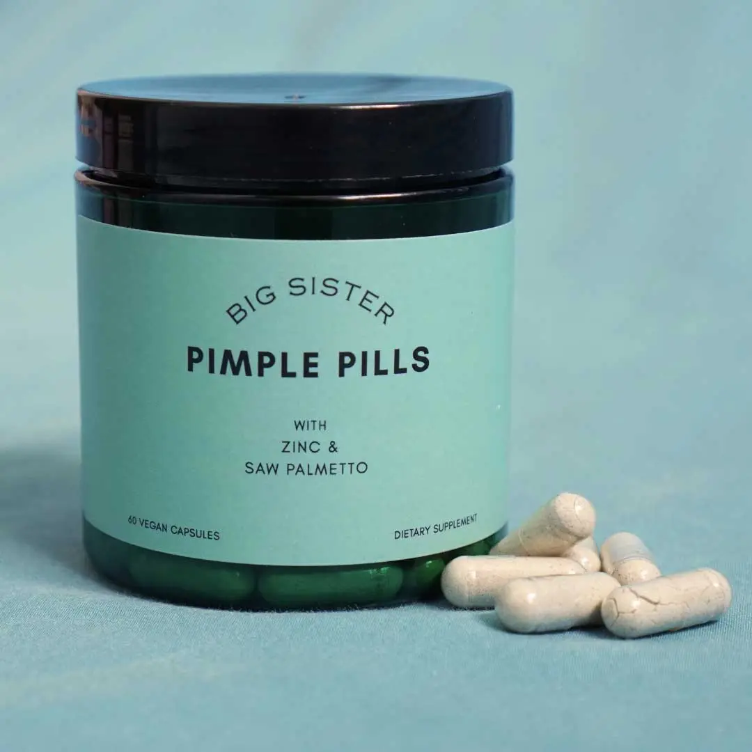 Big Sister PIMPLE PILLS: Acne Supplement with Saw Palmetto & Zinc