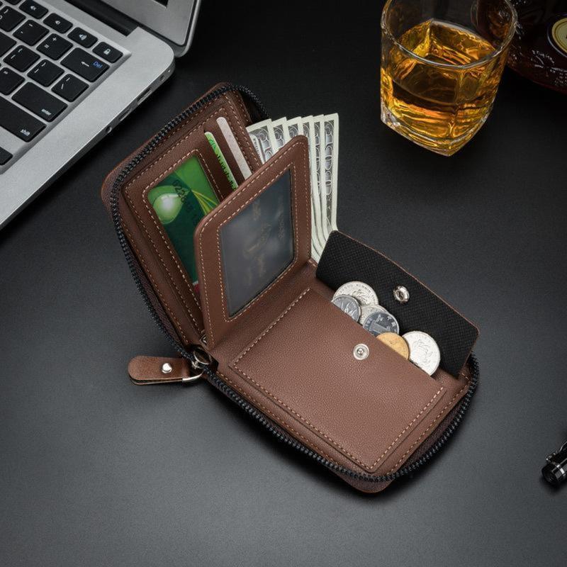 2025 New Men's Wallet PU Leather Purse Zipper Retro Style Short Wallets Men Card Holders Coin Storage Money Bag Do Not Wash