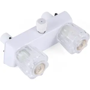 RV Shower Faucet, Camper Shower Faucet Replacement 4" RV Shower Valve Diverter with Dual Knobs Bathroom Shower Accessories Parts for Outside and Inside (Transparent)