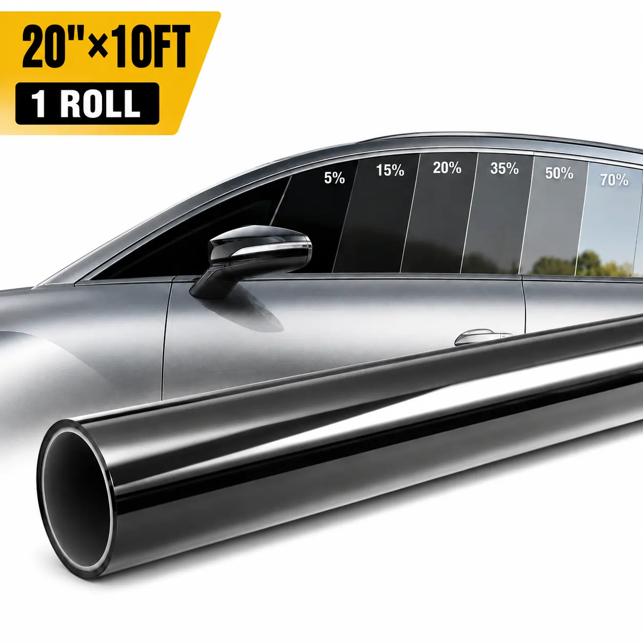 300CM Uncut Roll Window Tint Film 20" x 10ft – 1%/5%/15%/20%/35%/50%/70% VLT Available – Car/Home/Office Glass – DIY Adhesive Solar Tint，window tint film, car window tint, privacy window film, solar tint film, DIY adhesive tint