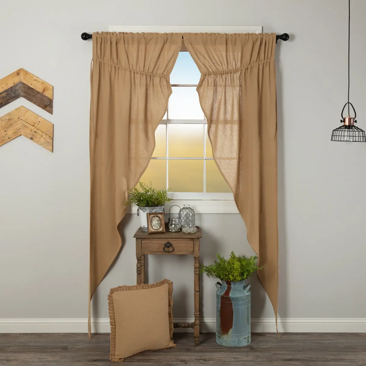Baxter Burlap Natural Long Prairie Curtains