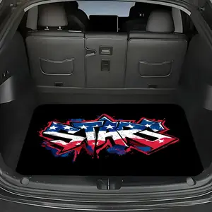 1Pc American star strip graffiti + "STARS" slogan car trunk pad, fashionable printed car pad, durable, non-slip, suitable for a variety of models, universal in all seasons, keep the trunk always dry and clean