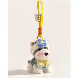 Plush Schnauzer Puppy Bag Pendant Cute Doll Backpack Decoration Keychain Exquisite Gift