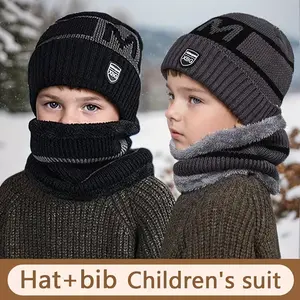 2pcs Kids' Winter Hat & Scarf Set - Thick Warm Beanie with Ear Flaps, Stretchy Fit, &, Perfect for Outdoor Play, School, Christmas, Winter Hat For Boys, School Winter Wear, Festive Winter Wear, Soft Winter Wear
