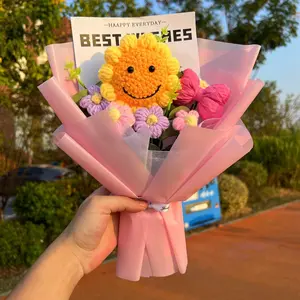 Handmade Sunflower Bouquet, Cute Flower Arrangement, Home Office Decoration, Birthday Gift, Artificial Flowers, Mixed Fake Plants