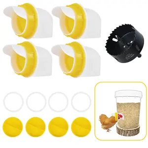 Whimsii Chicken Feeder No Waste With Holesaw, Automatic Feeder, Rainproof Hood