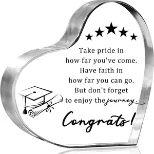 Graduation Gifts for Her/Him 2026 Inspirational Grad Heart Acrylic Keepsake Sign,College High School Graduation Gifts,Graduations Party Decorations Favors (Transparent-Take Pride in)