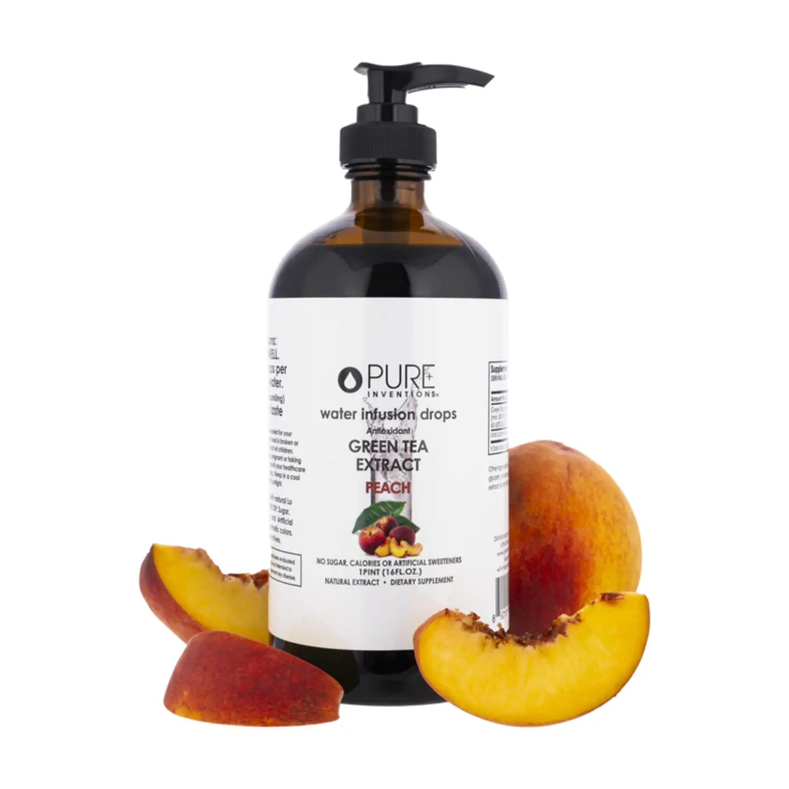 Pure Inventions Natural Glass Green Tea Peach Premium Water Infusion Drops - Hydration Enhancer, Antioxidants, Sugar Free, 0 Calories, No Artificial Sweeteners, 500 Servings