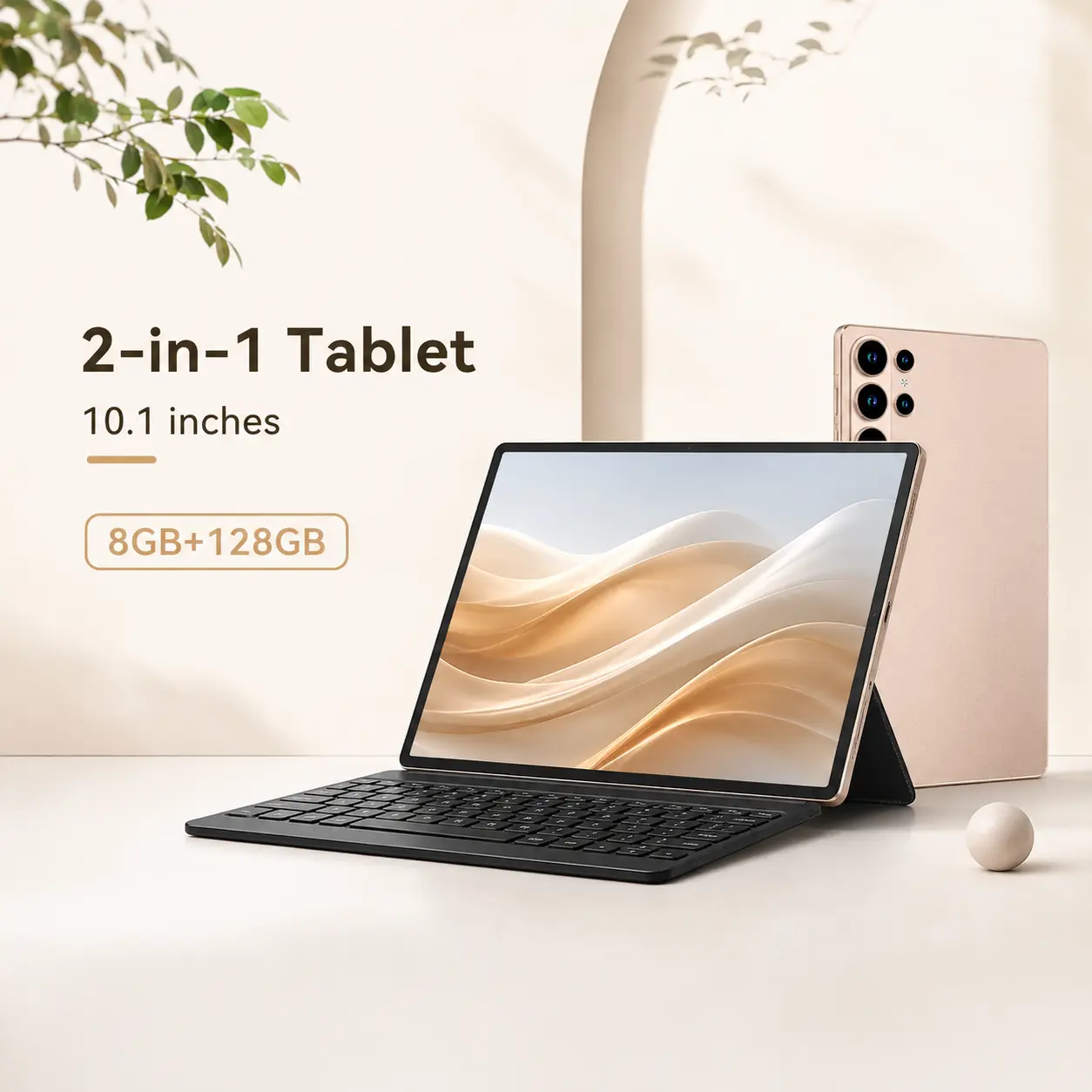 Q86 2-in-1 Android 15 Tablet Device, 10.1 in HD LCD Screen (1280x800), 8GB RAM, 128GB Expandable Internal Storage (Up to 1TB Expandable TB), 6000mAh Battery, Dual-Wi-Fi (2.4G+5G), Dual Cameras, USB Port, Protective Case, Keyboard & Mouse Included