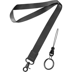 Black Lanyard for , Soft Key Lanyard for Women Men,   Lanyard for Id Badges Phone, Pure Black
