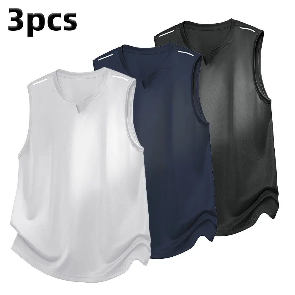 Men’s Summer Outdoor Fitness 3-Pack Sports Tank Tops — Quick-Dry, Breathable Muscle Fit, Loose Basketball Vest Style, American Heavyweight, Sleeveless Casual Tops summervibes,