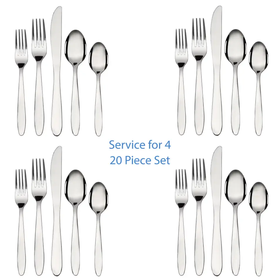 20-Piece Stainless Steel Flatware Set (Service for 4) – Modern Silverware Cutlery Set for Home, Kitchen & Dining