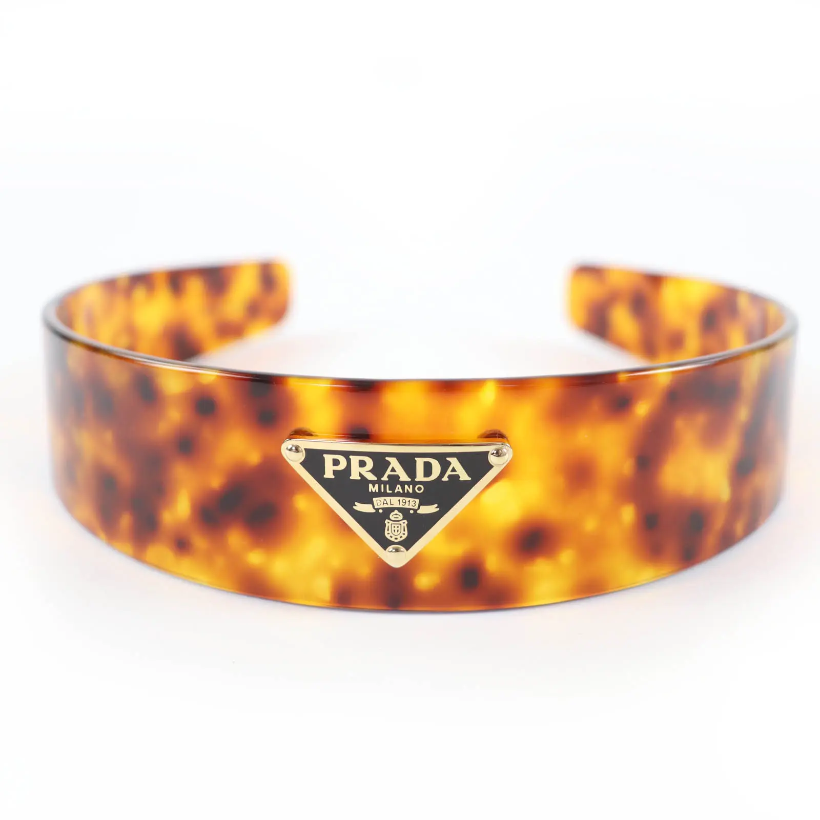 Pre-owned PRADA Resin / Acrylic Small Leather Goods Triangle Logo Headband
