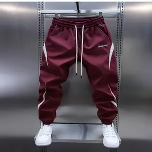 Men'S Casual Pants with Elastic Drawstring Waist - Maroon & White Athletic Joggers, Slim Fit Trousers for Gym, Streetwear,  Trousers For Men, Men Pant, Men Trouser, Sports Pants For Men, Jogging Pants For Men, Men Clothe