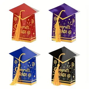 24 Colorful Graduation Cap Tassel Gift Boxes With Yellow Tassels - "Congratulations On Graduation!" Paper Gift Boxes, Suitable For Graduation Party Gifts And Decorations, Graduation Gift Boxes