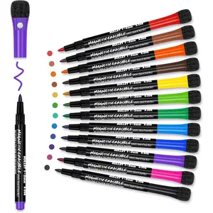 Dry Erase Markers Fine: 12 Colors Erasable Whiteboard Markers Fine Point with Eraser Cap, Low Odor White Board Dry Erase Pens Fine Tip for Teachers, , Office and School Supplies