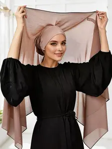 Instant Chiffon Hijab Scarf With Adjustable Stitched Magnets For Versatile Daily Wear