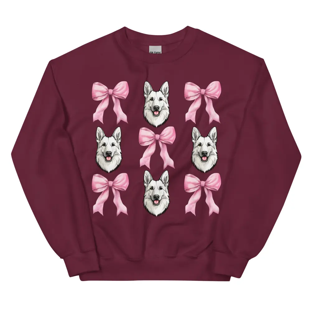 White German Shepherd with Pink bows Sweatshirt