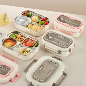 304 Stainless Steel Lunch Box Set, Microwave Safe Insulated Durable Bento Box with Chopsticks & Spoon, Portable Food Container for Office Work