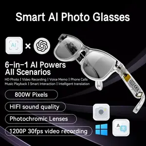 Smart Glasses Ai Translation Video Audio Wireless Devices Replaceable Sunglasses Chatgpt Camera Recording Earphones PC Frame Multifunctional Smart Glasses