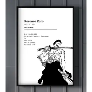 Anime Poster, Zoro Manga Poster, OP Art Print, Anime Home Decor Gift