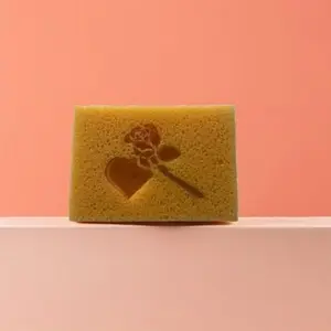 Rouse Hand Cut Sponge QEP Square - Heart & Bow Design, Ideal for Cleaning and Scrubbing, Soft and Gentle Texture